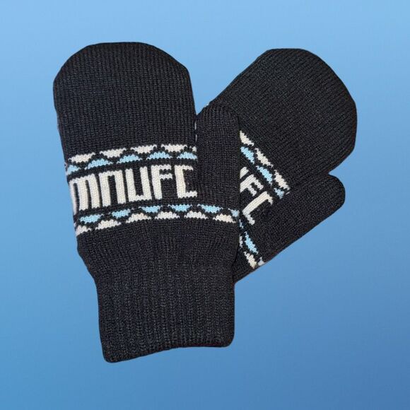 NEW Limited Edition MN UFC Knit Mittens Black/Blue Logo O/S - Picture 4 of 4